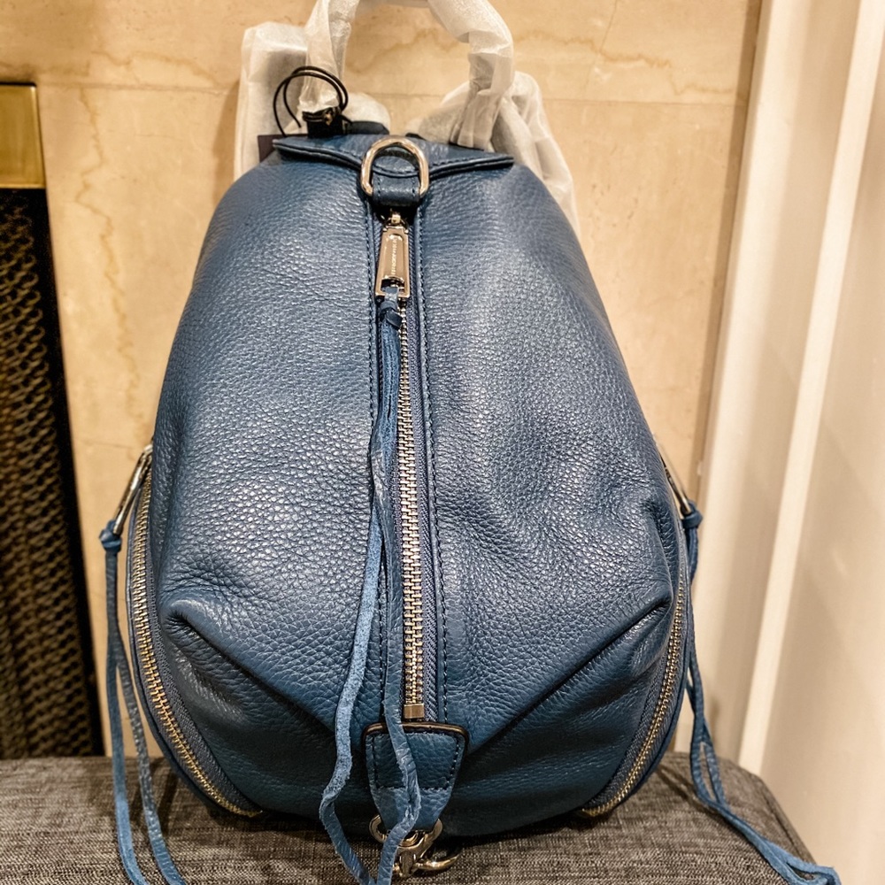 Rebecca Minkoff Julian Medium Leather Backpack NAVY Blue